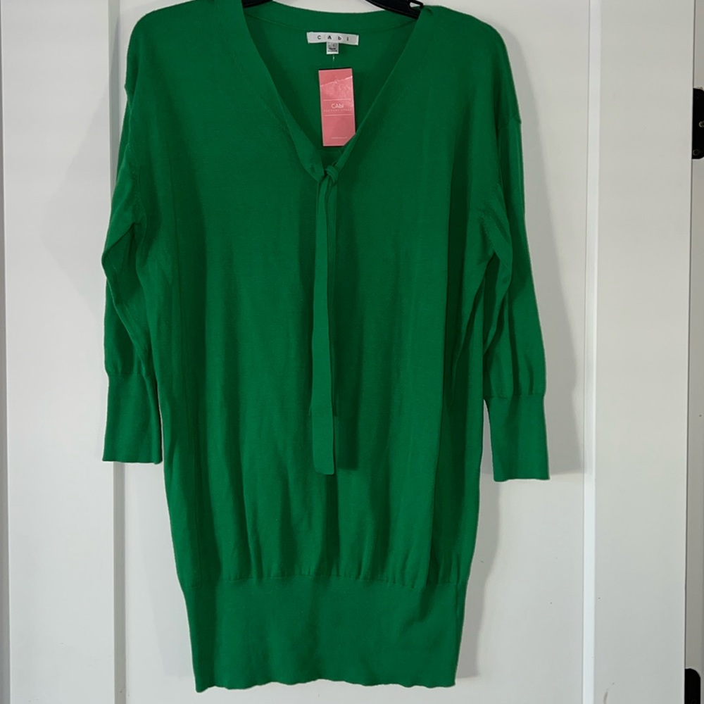 Cabi green pullover lightweight sweater top lucky green nwt new 3/4 sleeve new